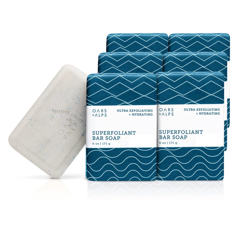 Oars  Alps Superfoliant Exfoliating Mens Bar Soap Dermatologist Tested and Made with Clean Ingredients Travel Size 6 Pack 6 Oz Each